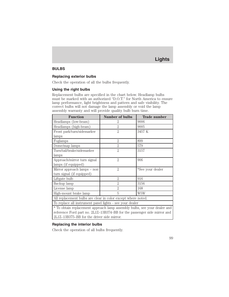 Lights | FORD 2003 Expedition v.4 User Manual | Page 99 / 344