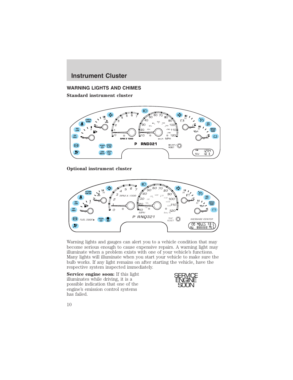 Instrument cluster | FORD 2003 Explorer v.1 User Manual | Page 10 / 272