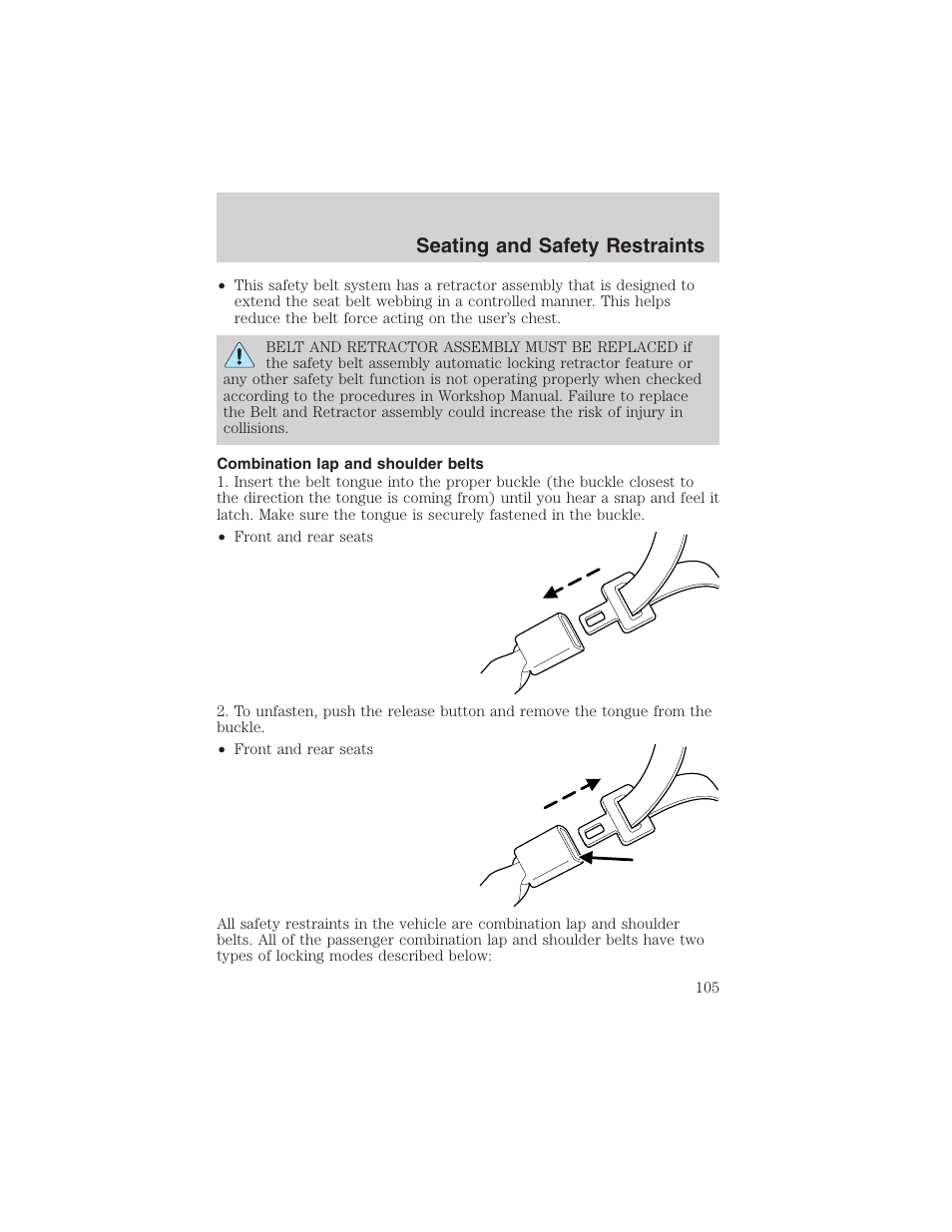 Seating and safety restraints | FORD 2003 Explorer v.1 User Manual | Page 105 / 272