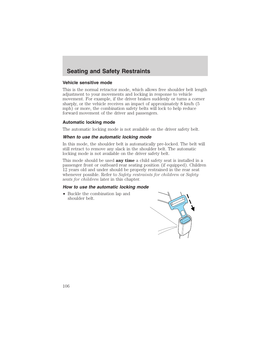 Seating and safety restraints | FORD 2003 Explorer v.1 User Manual | Page 106 / 272