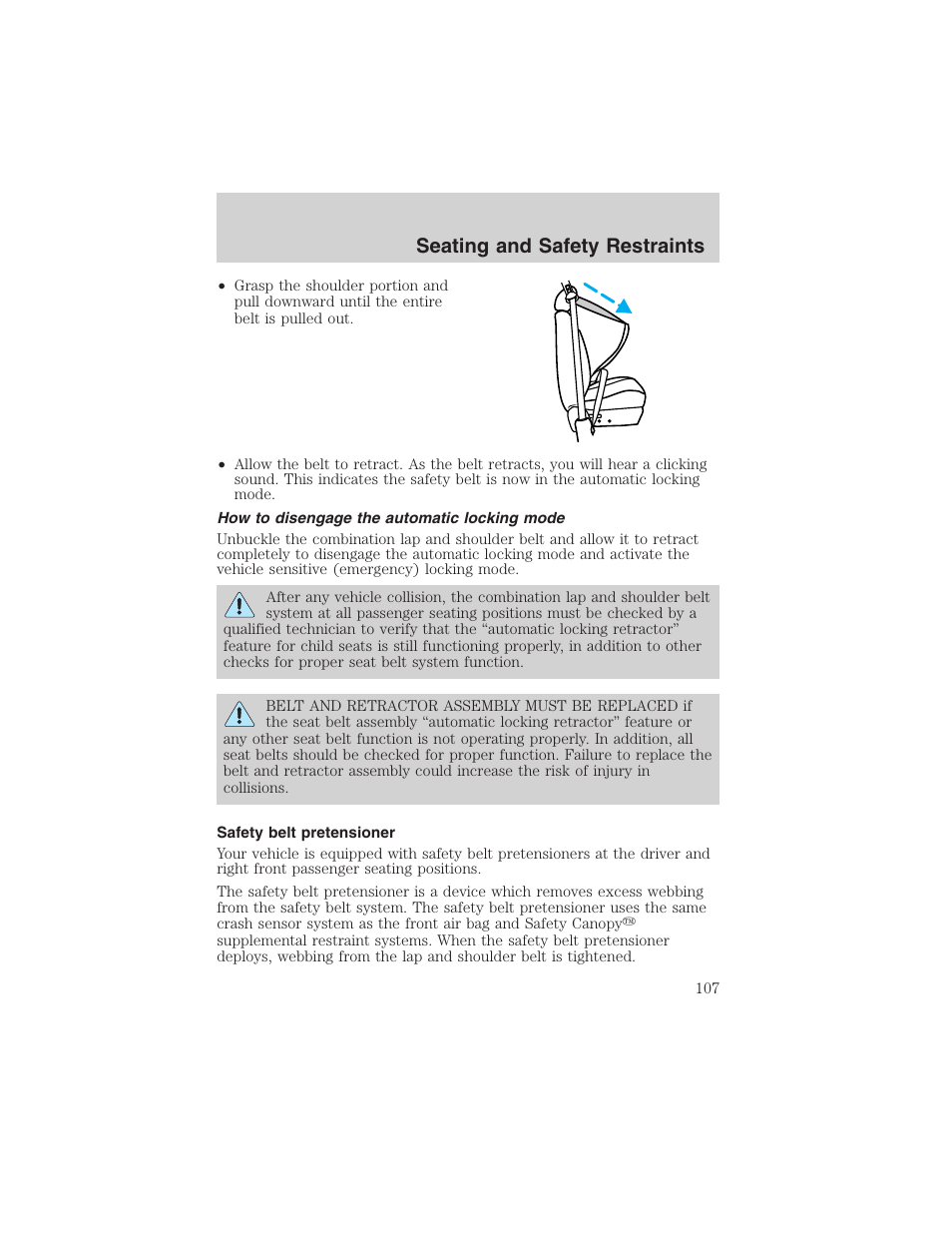 Seating and safety restraints | FORD 2003 Explorer v.1 User Manual | Page 107 / 272