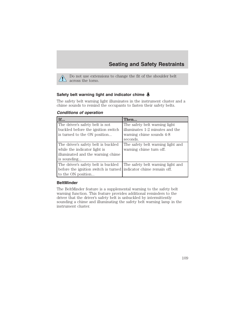 Seating and safety restraints | FORD 2003 Explorer v.1 User Manual | Page 109 / 272