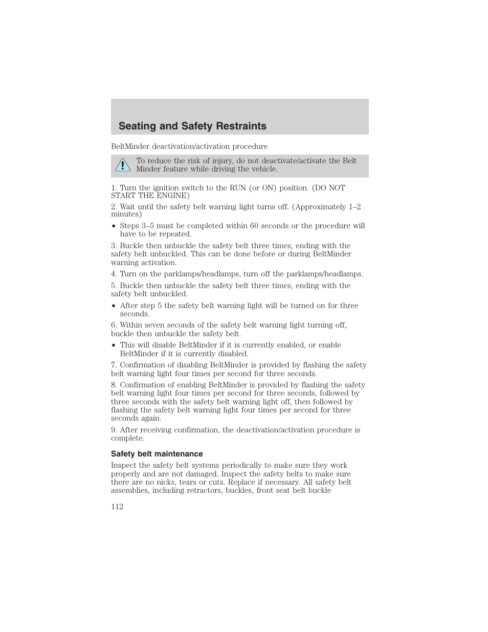 Seating and safety restraints | FORD 2003 Explorer v.1 User Manual | Page 112 / 272