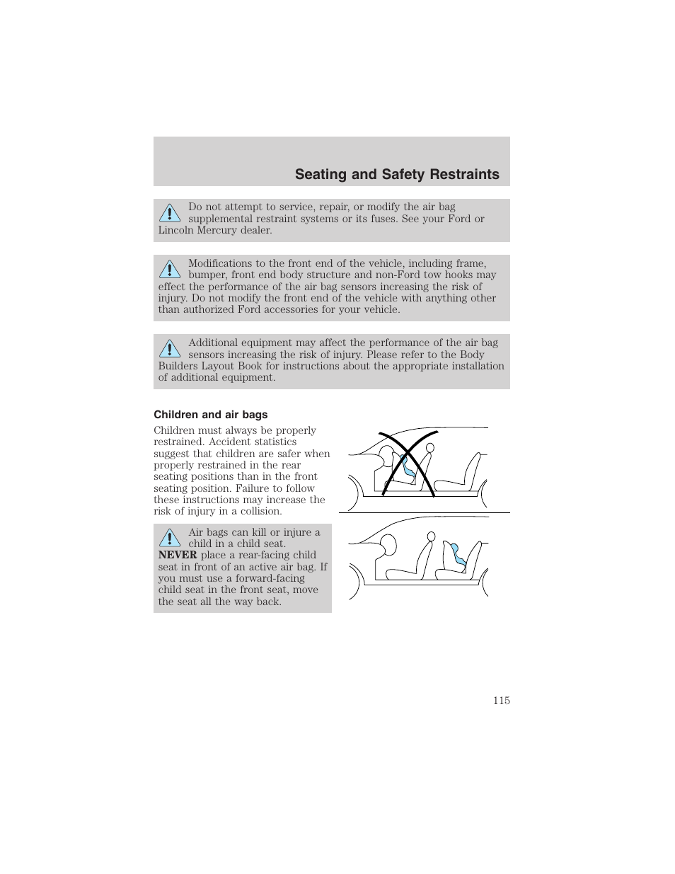 Seating and safety restraints | FORD 2003 Explorer v.1 User Manual | Page 115 / 272