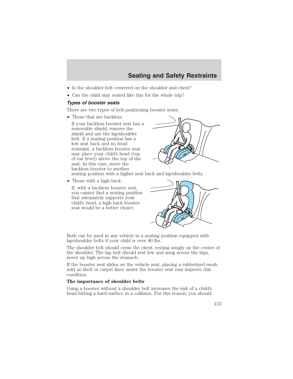 Seating and safety restraints | FORD 2003 Explorer v.1 User Manual | Page 123 / 272