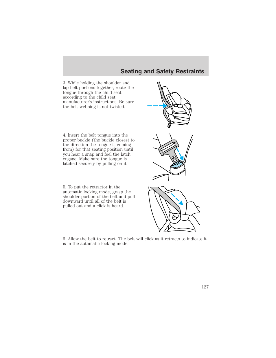 Seating and safety restraints | FORD 2003 Explorer v.1 User Manual | Page 127 / 272