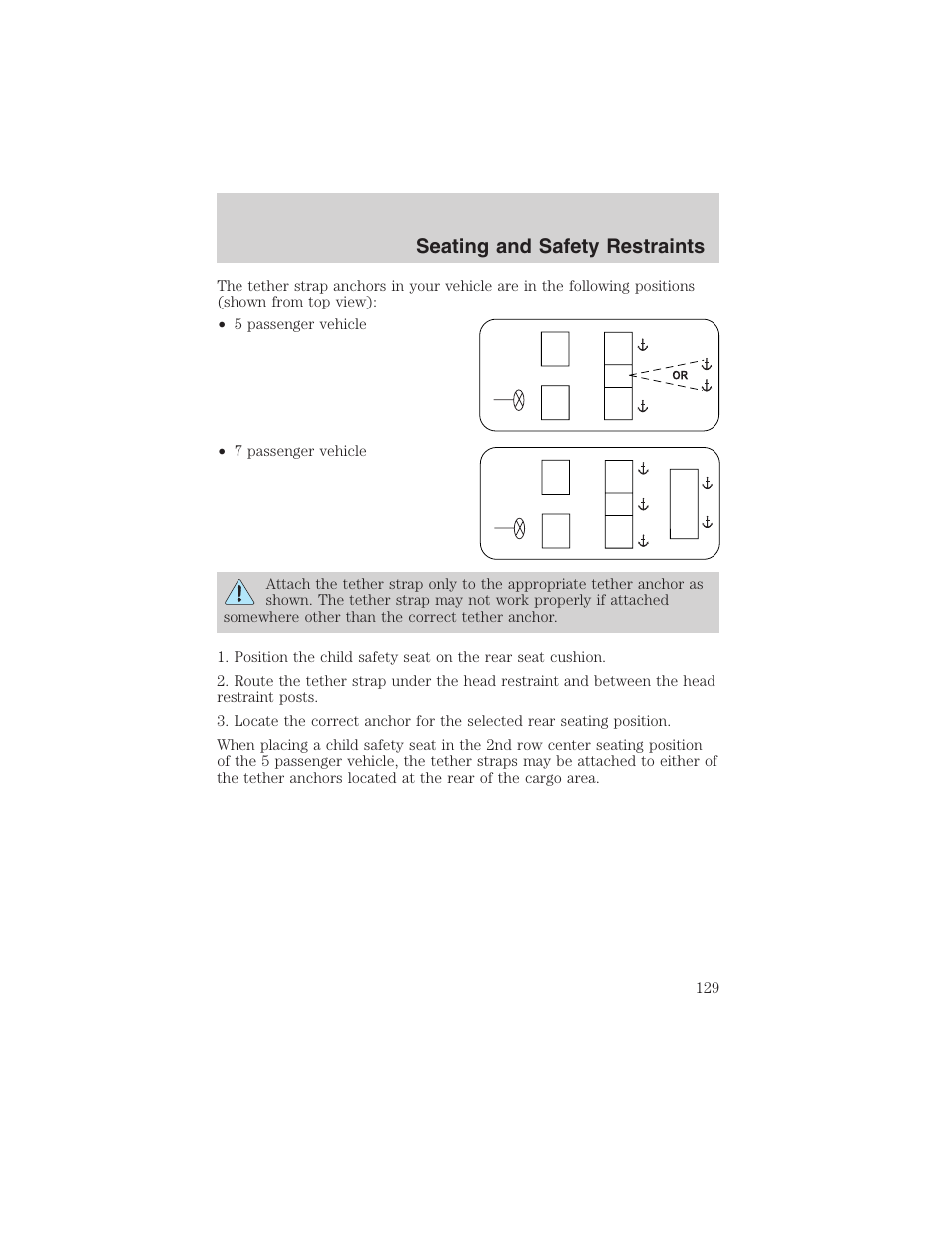 Seating and safety restraints | FORD 2003 Explorer v.1 User Manual | Page 129 / 272