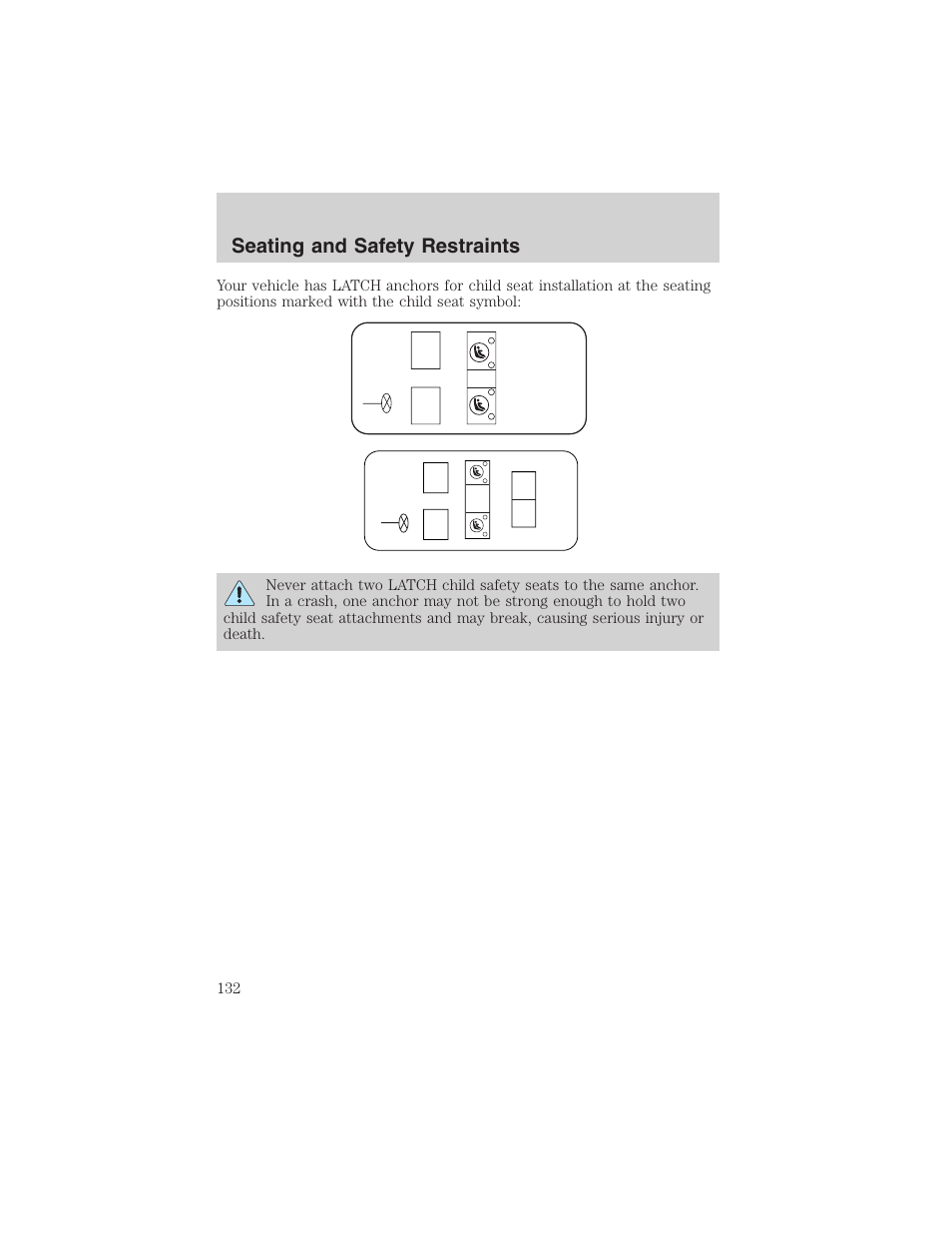 Seating and safety restraints | FORD 2003 Explorer v.1 User Manual | Page 132 / 272