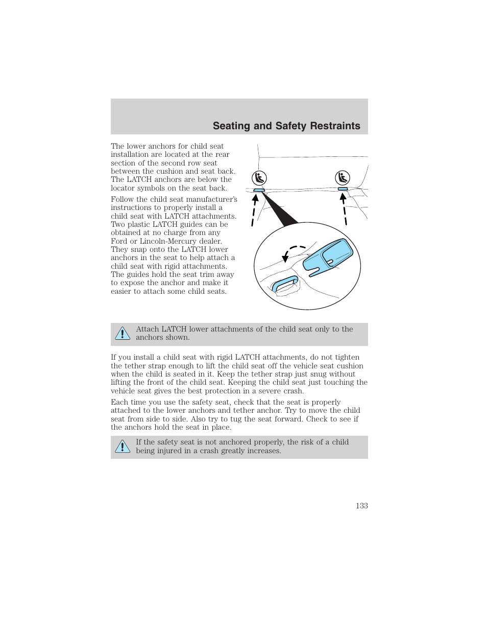 Seating and safety restraints | FORD 2003 Explorer v.1 User Manual | Page 133 / 272