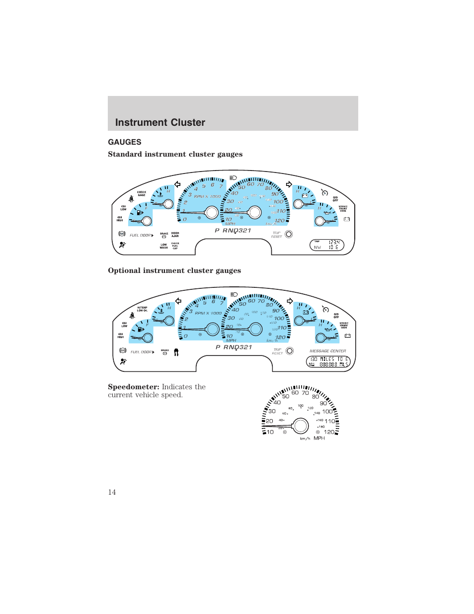 Instrument cluster | FORD 2003 Explorer v.1 User Manual | Page 14 / 272