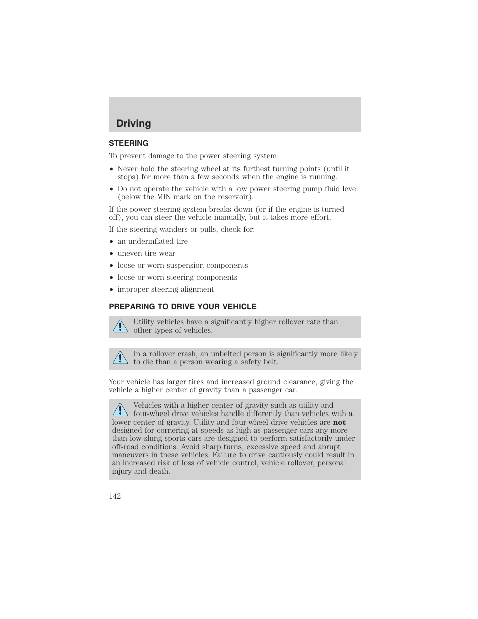 Driving | FORD 2003 Explorer v.1 User Manual | Page 142 / 272
