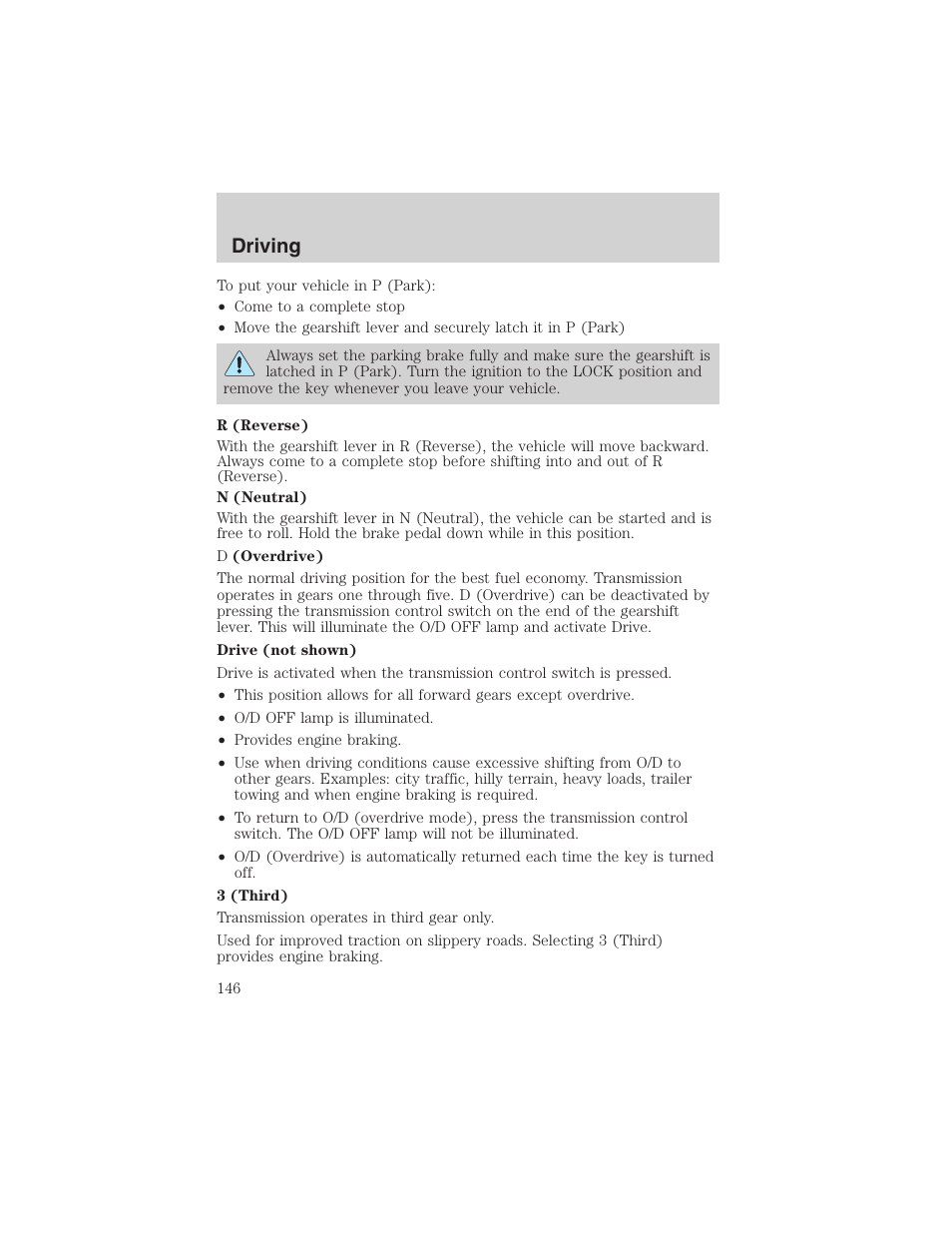 Driving | FORD 2003 Explorer v.1 User Manual | Page 146 / 272