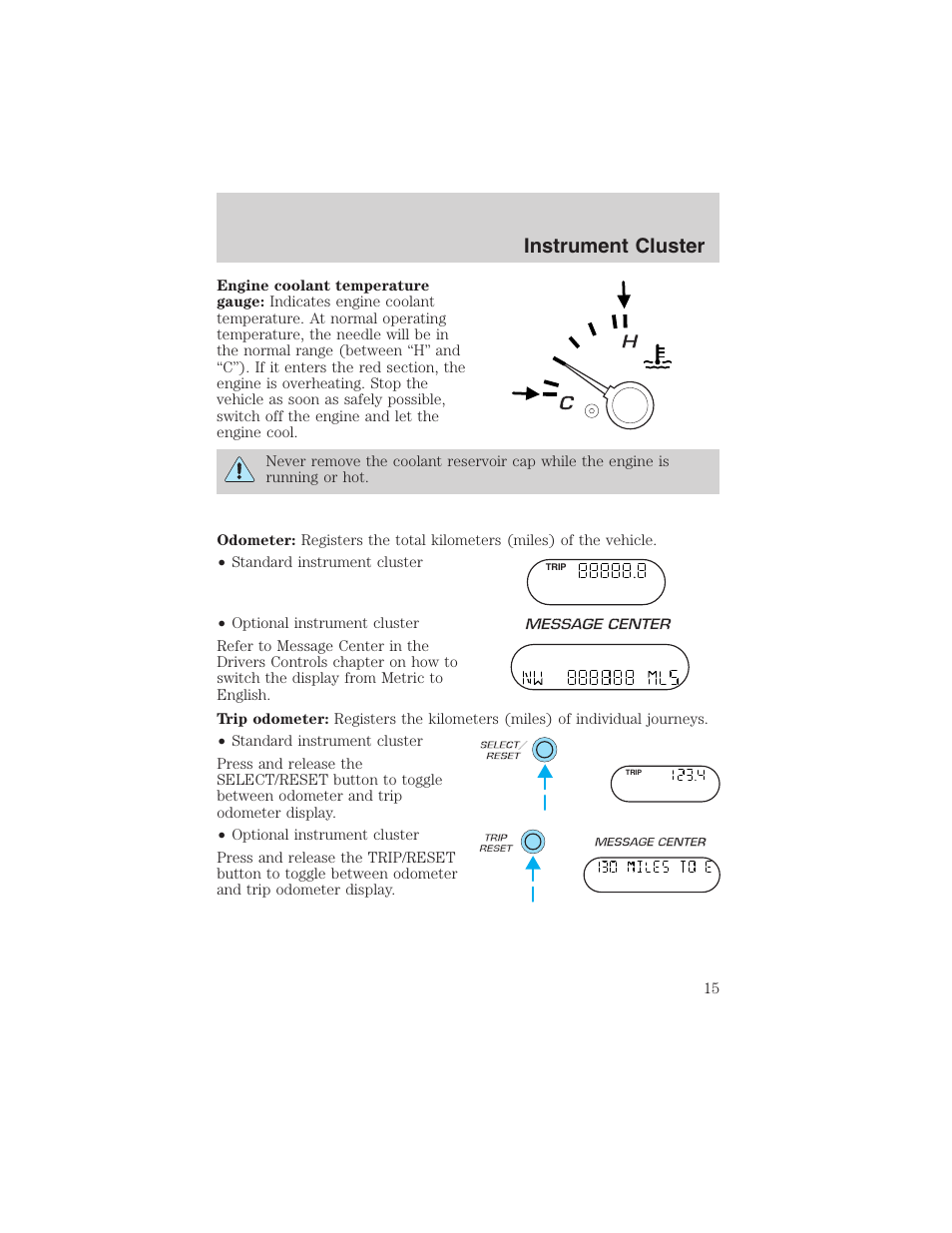 Instrument cluster | FORD 2003 Explorer v.1 User Manual | Page 15 / 272