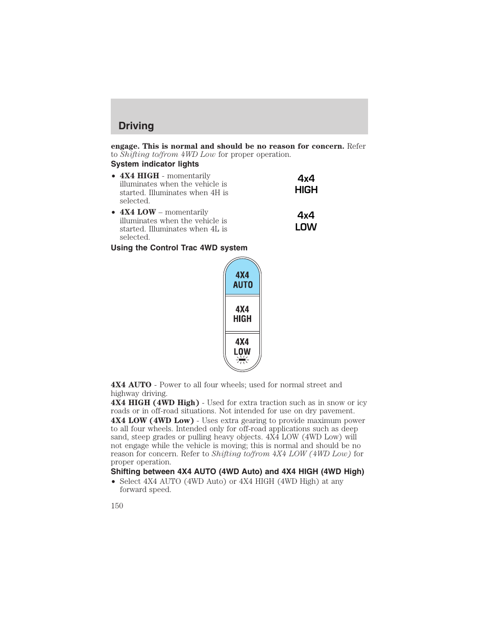 Driving | FORD 2003 Explorer v.1 User Manual | Page 150 / 272