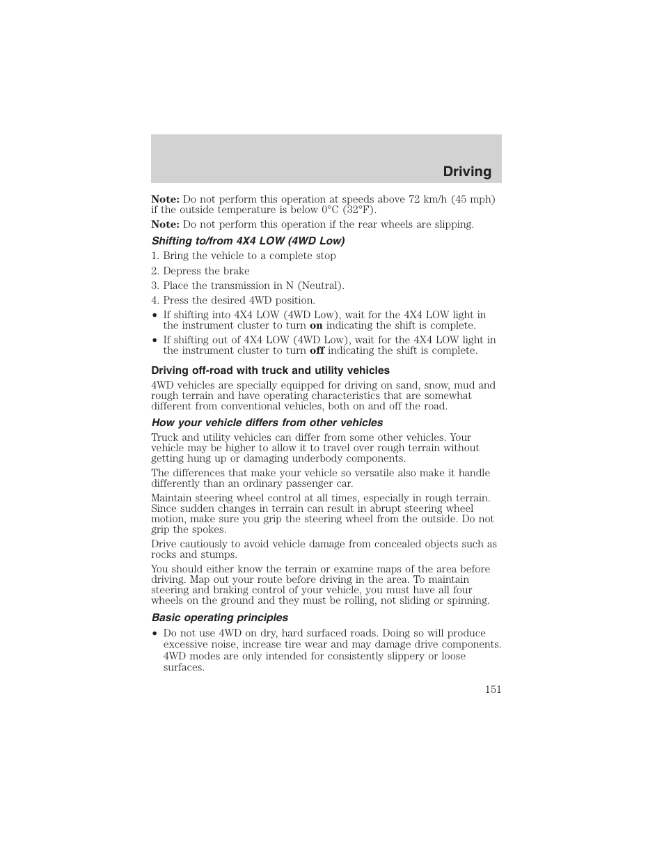 Driving | FORD 2003 Explorer v.1 User Manual | Page 151 / 272