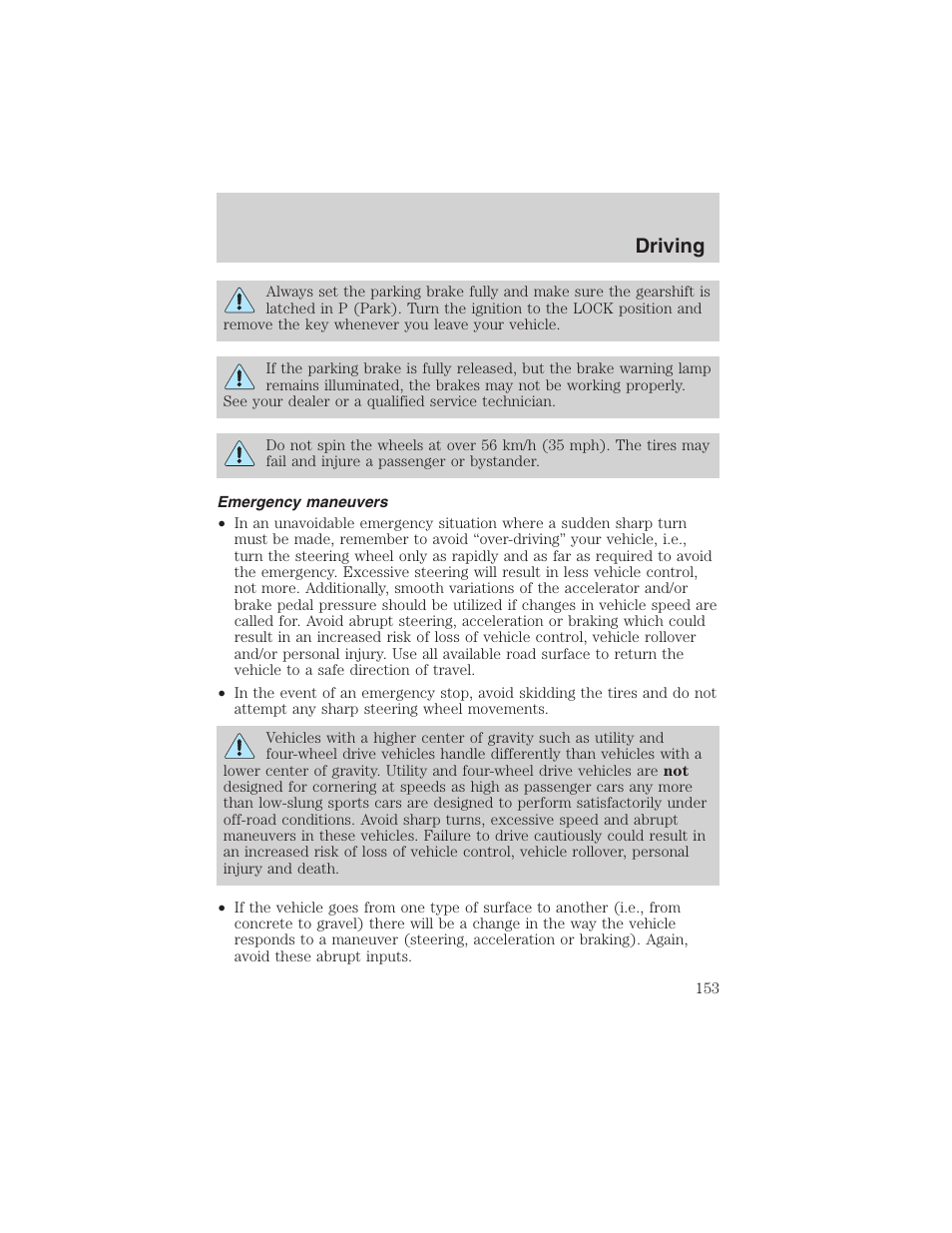 Driving | FORD 2003 Explorer v.1 User Manual | Page 153 / 272