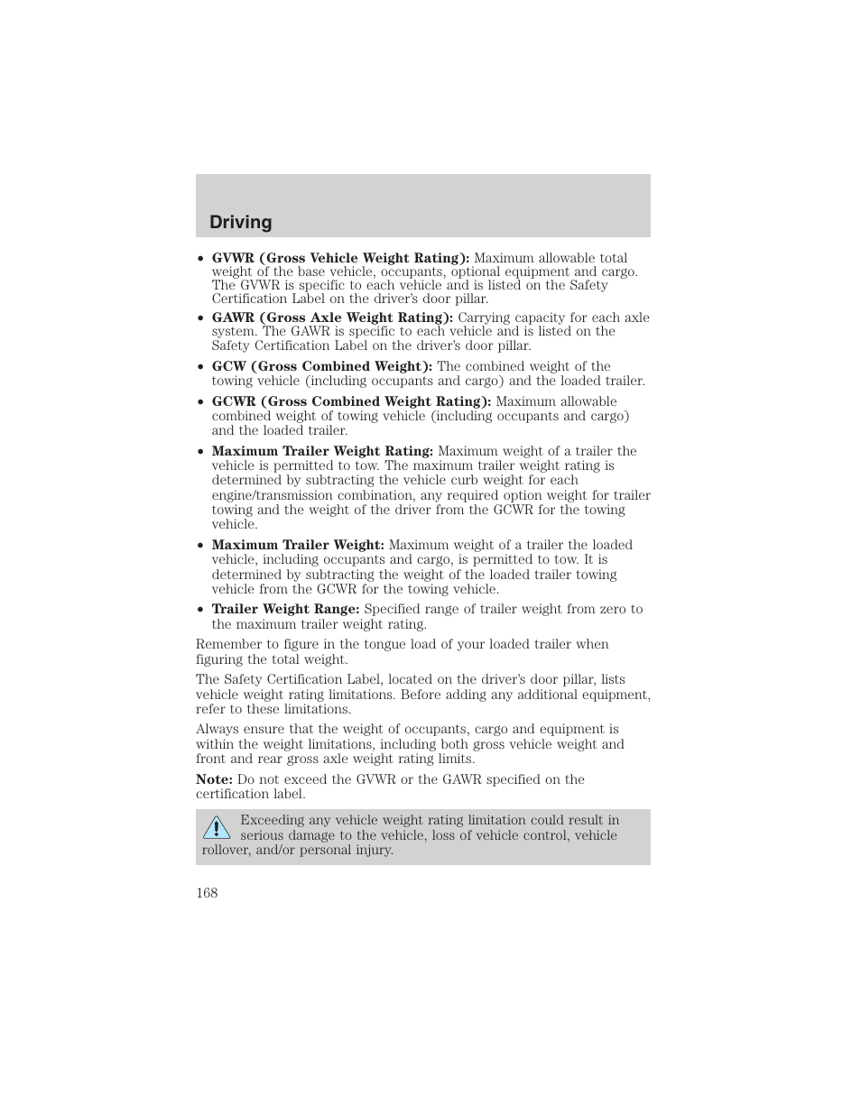 Driving | FORD 2003 Explorer v.1 User Manual | Page 168 / 272