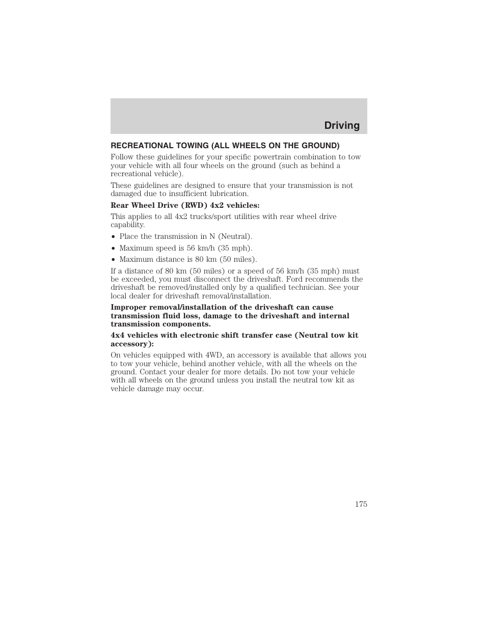 Driving | FORD 2003 Explorer v.1 User Manual | Page 175 / 272