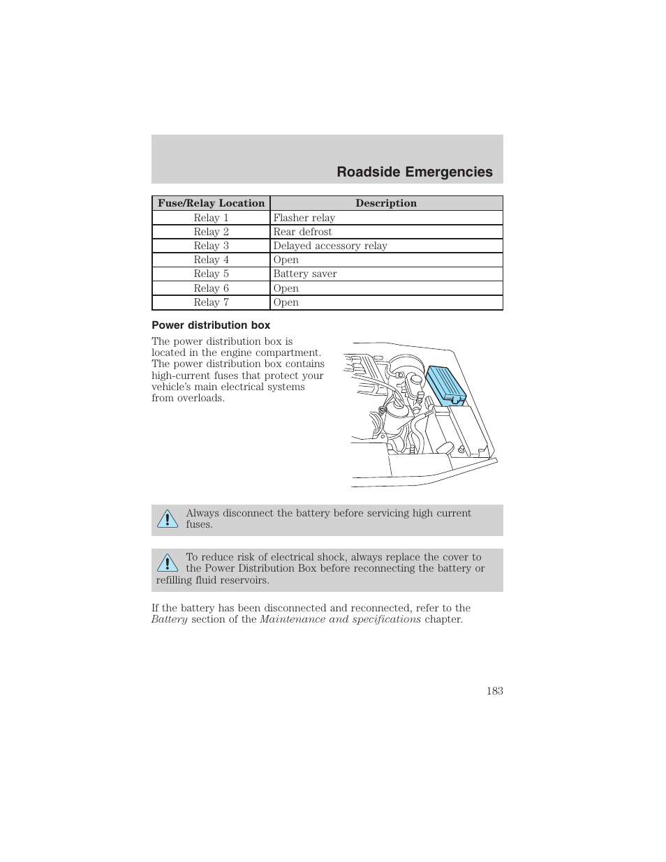 Roadside emergencies | FORD 2003 Explorer v.1 User Manual | Page 183 / 272