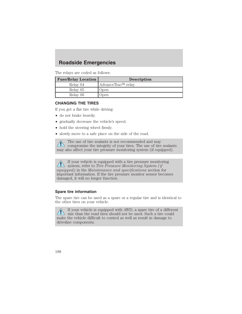 Roadside emergencies | FORD 2003 Explorer v.1 User Manual | Page 188 / 272