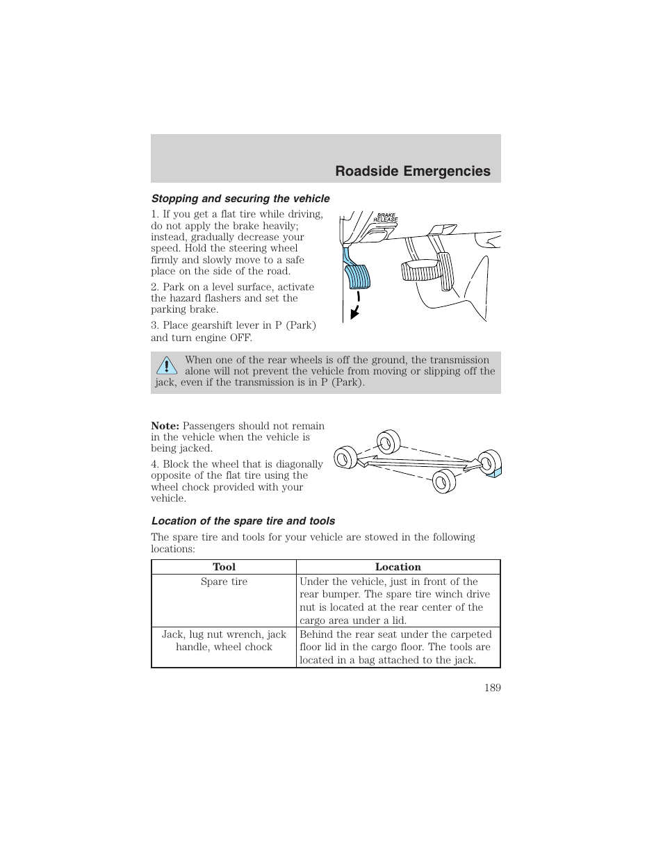 Roadside emergencies | FORD 2003 Explorer v.1 User Manual | Page 189 / 272