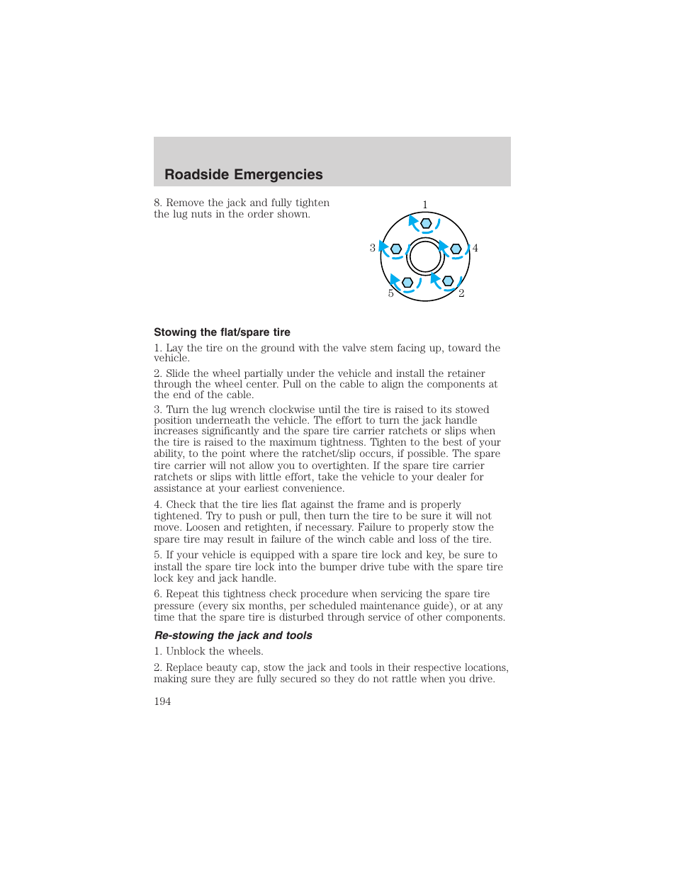 Roadside emergencies | FORD 2003 Explorer v.1 User Manual | Page 194 / 272