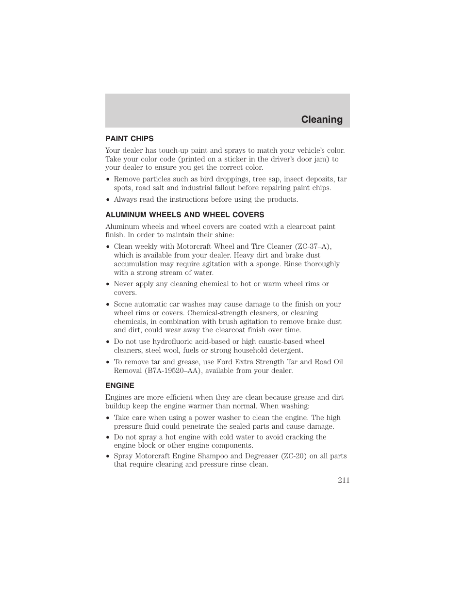 Cleaning | FORD 2003 Explorer v.1 User Manual | Page 211 / 272