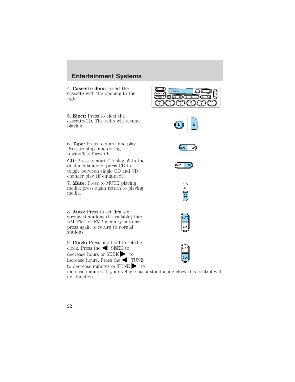 Entertainment systems | FORD 2003 Explorer v.1 User Manual | Page 22 / 272