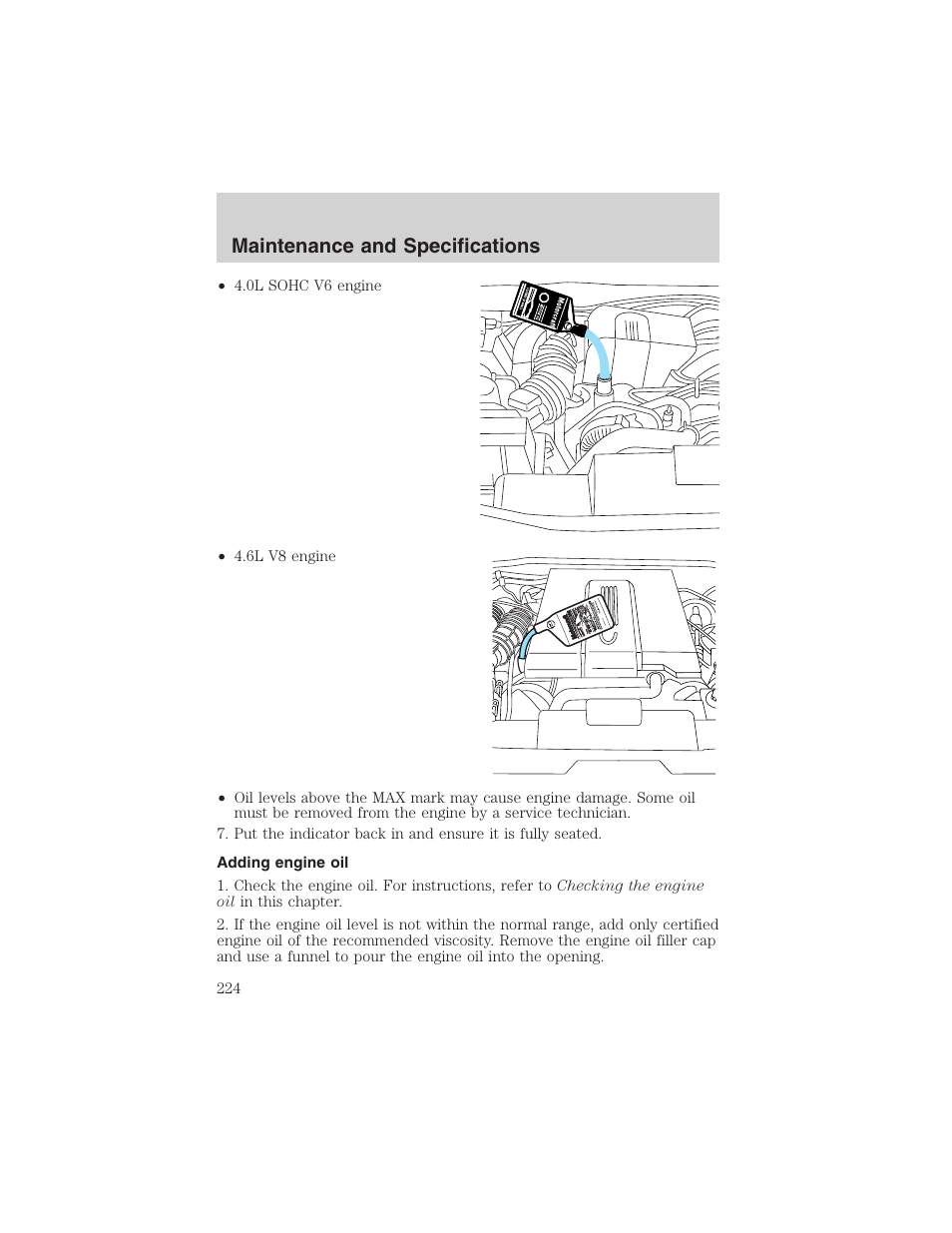 Maintenance and specifications | FORD 2003 Explorer v.1 User Manual | Page 224 / 272