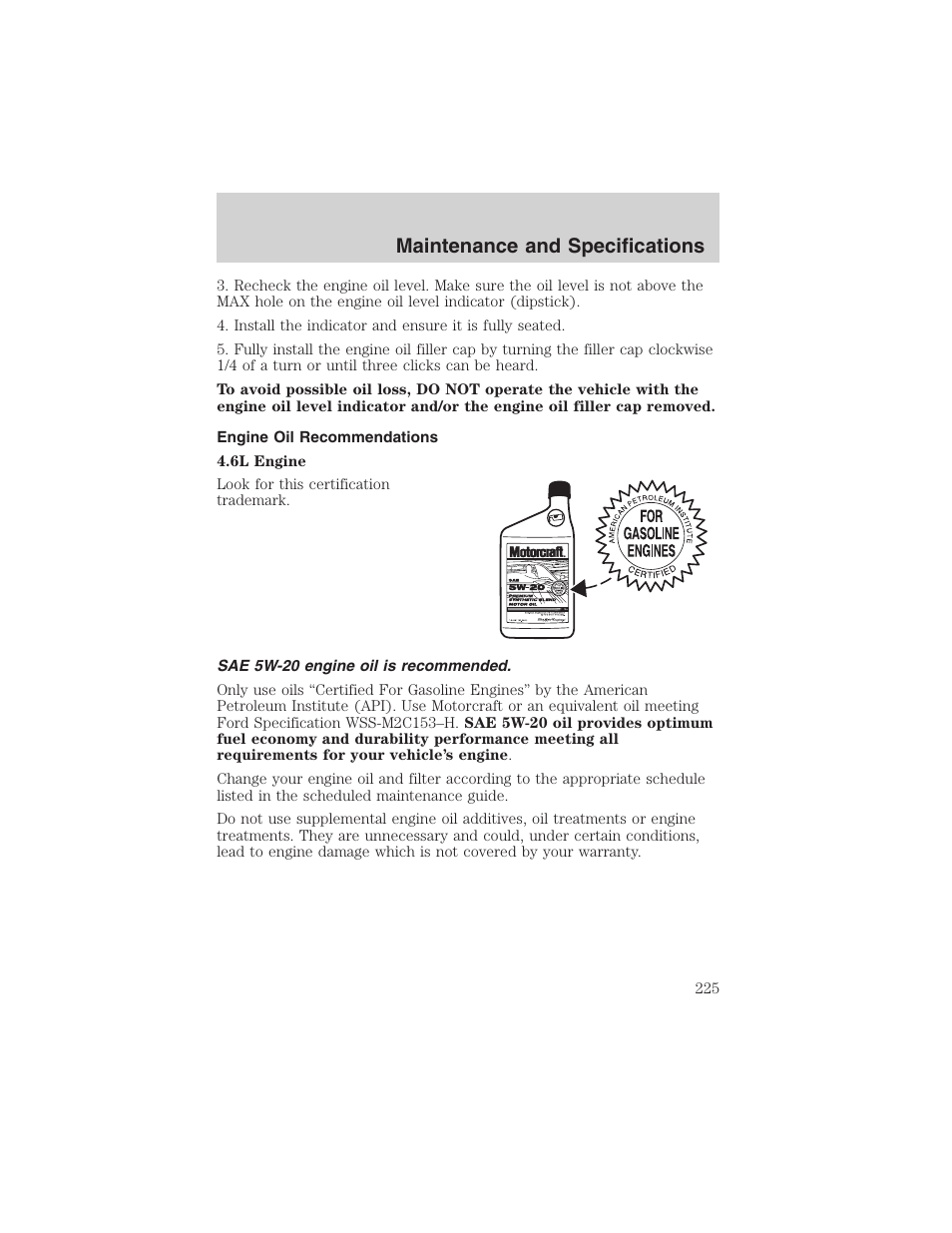 Maintenance and specifications | FORD 2003 Explorer v.1 User Manual | Page 225 / 272