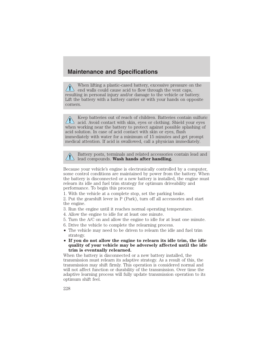 Maintenance and specifications | FORD 2003 Explorer v.1 User Manual | Page 228 / 272