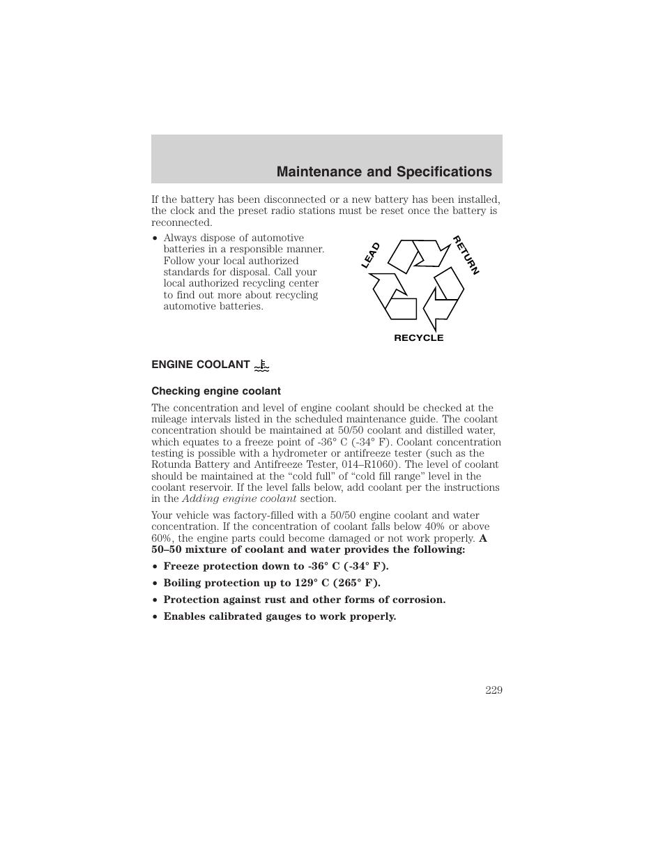 Maintenance and specifications | FORD 2003 Explorer v.1 User Manual | Page 229 / 272