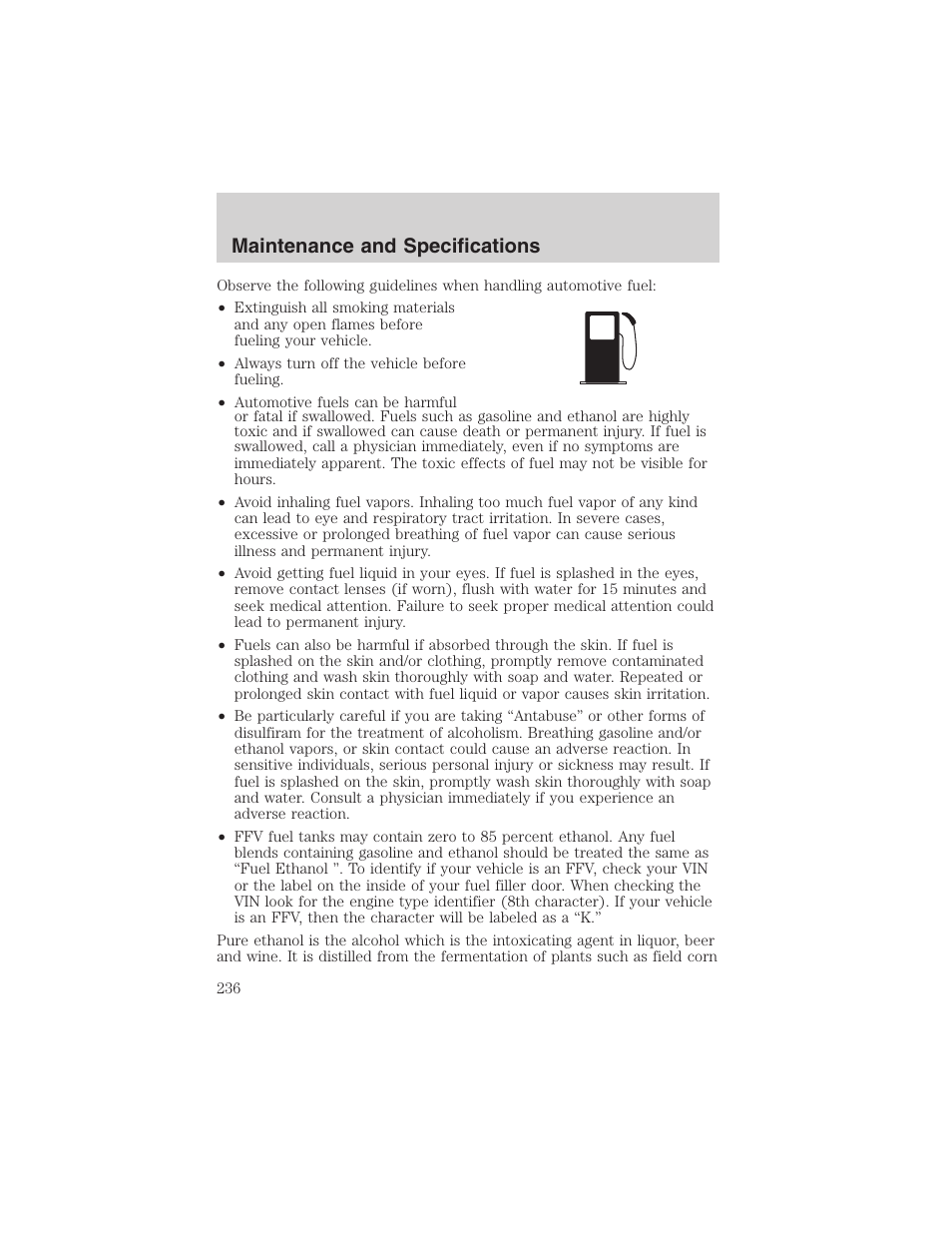 Maintenance and specifications | FORD 2003 Explorer v.1 User Manual | Page 236 / 272