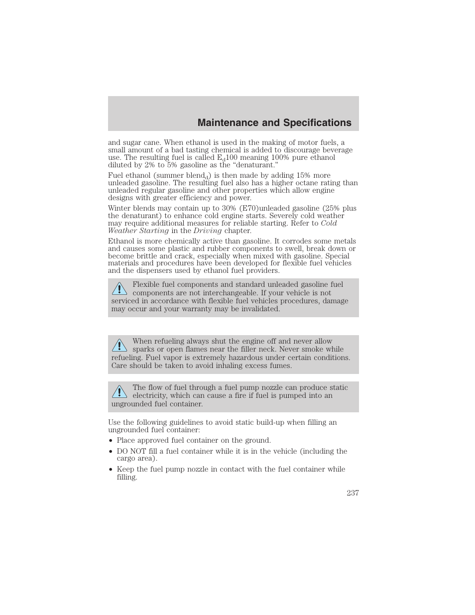 Maintenance and specifications | FORD 2003 Explorer v.1 User Manual | Page 237 / 272