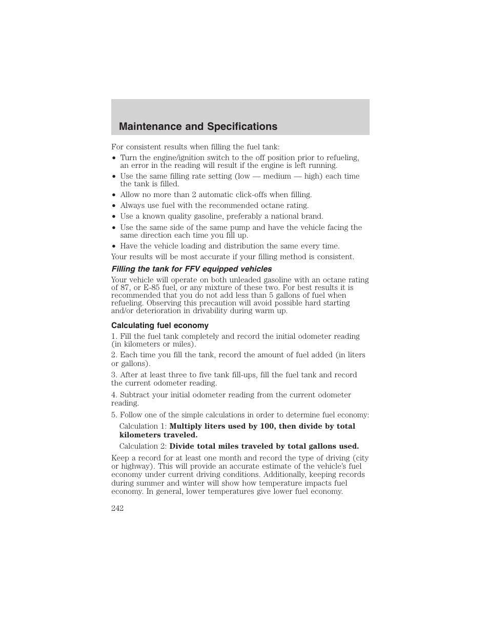 Maintenance and specifications | FORD 2003 Explorer v.1 User Manual | Page 242 / 272