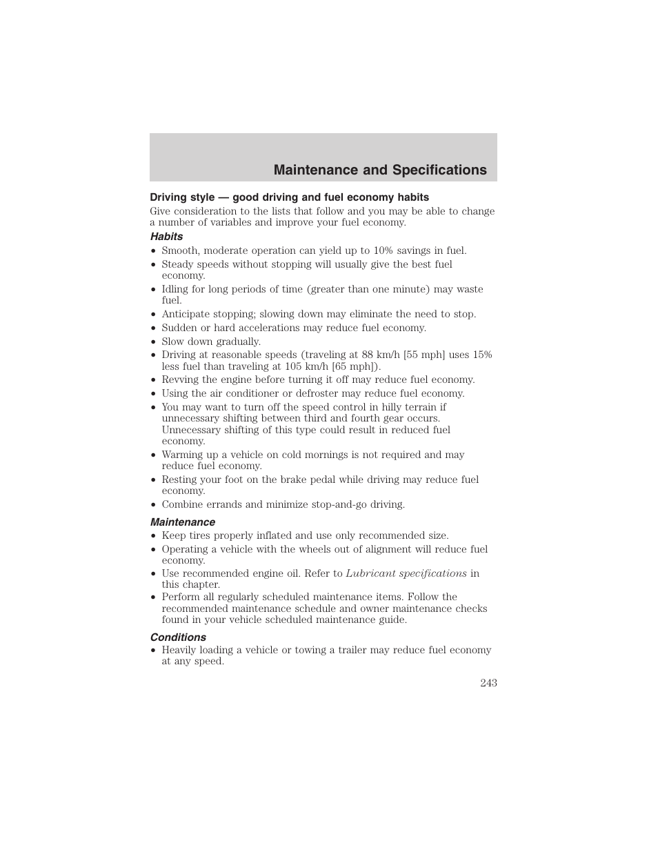 Maintenance and specifications | FORD 2003 Explorer v.1 User Manual | Page 243 / 272
