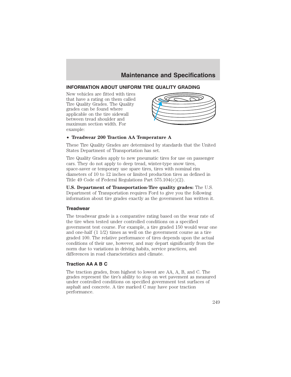 Maintenance and specifications | FORD 2003 Explorer v.1 User Manual | Page 249 / 272