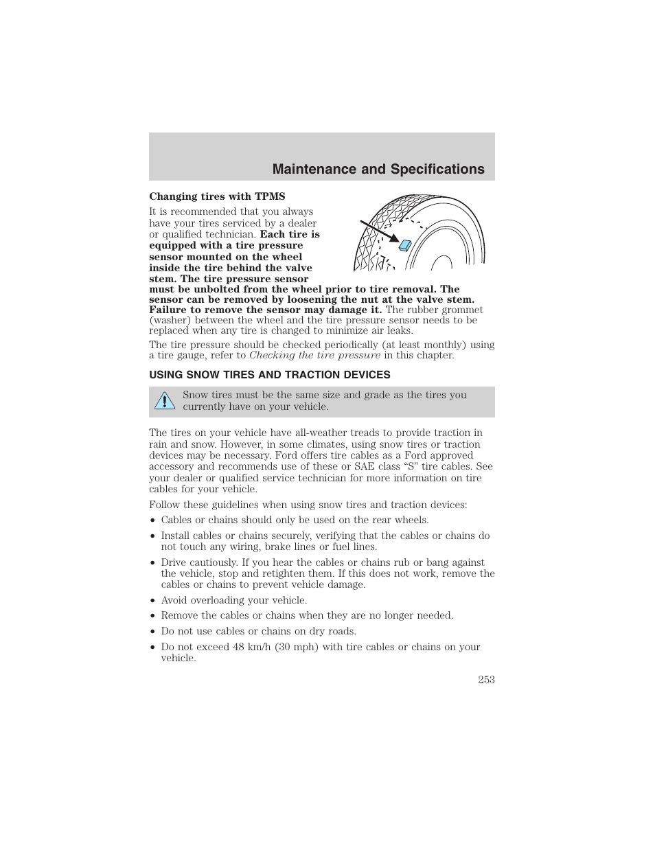 Maintenance and specifications | FORD 2003 Explorer v.1 User Manual | Page 253 / 272