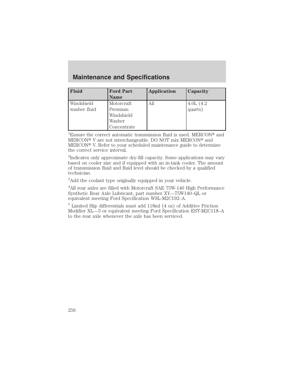 Maintenance and specifications | FORD 2003 Explorer v.1 User Manual | Page 256 / 272