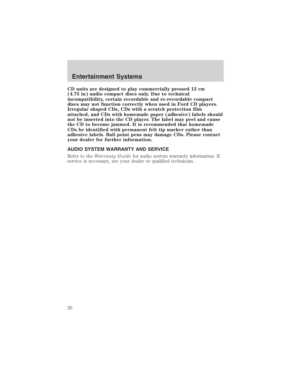 Entertainment systems | FORD 2003 Explorer v.1 User Manual | Page 26 / 272