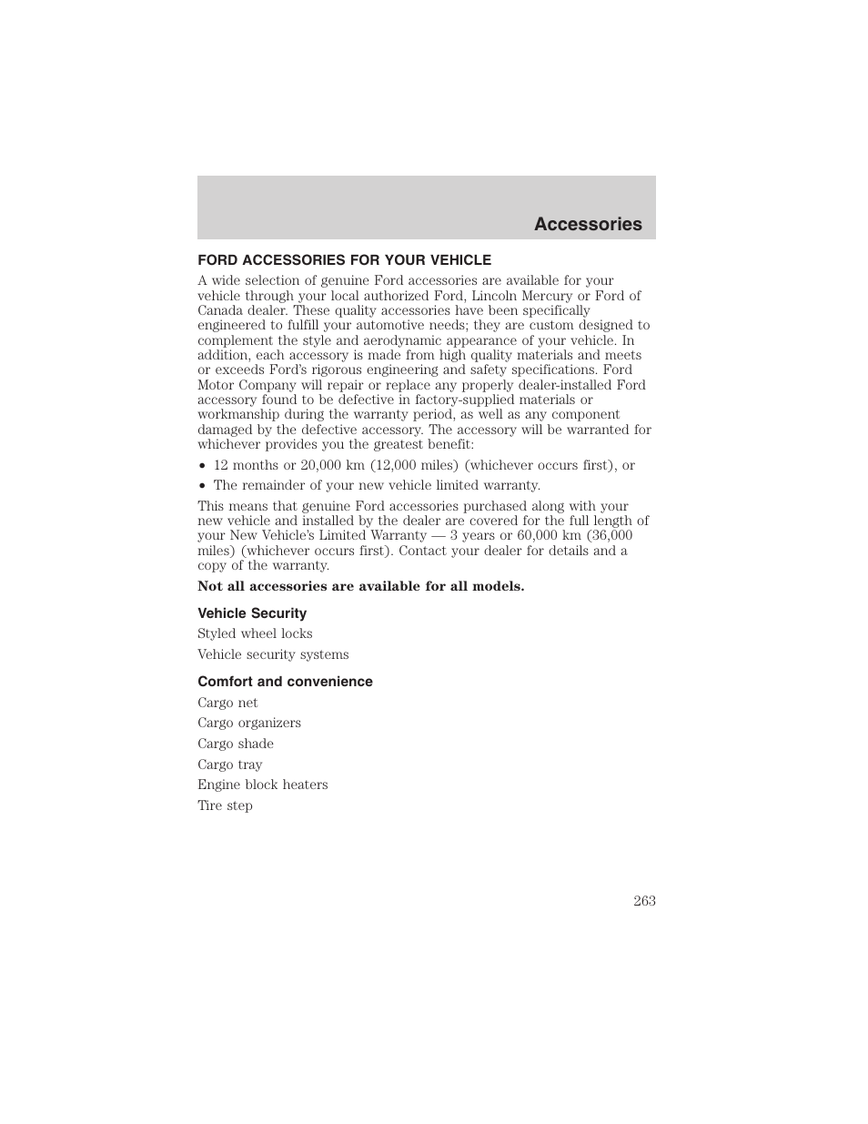 Accessories | FORD 2003 Explorer v.1 User Manual | Page 263 / 272