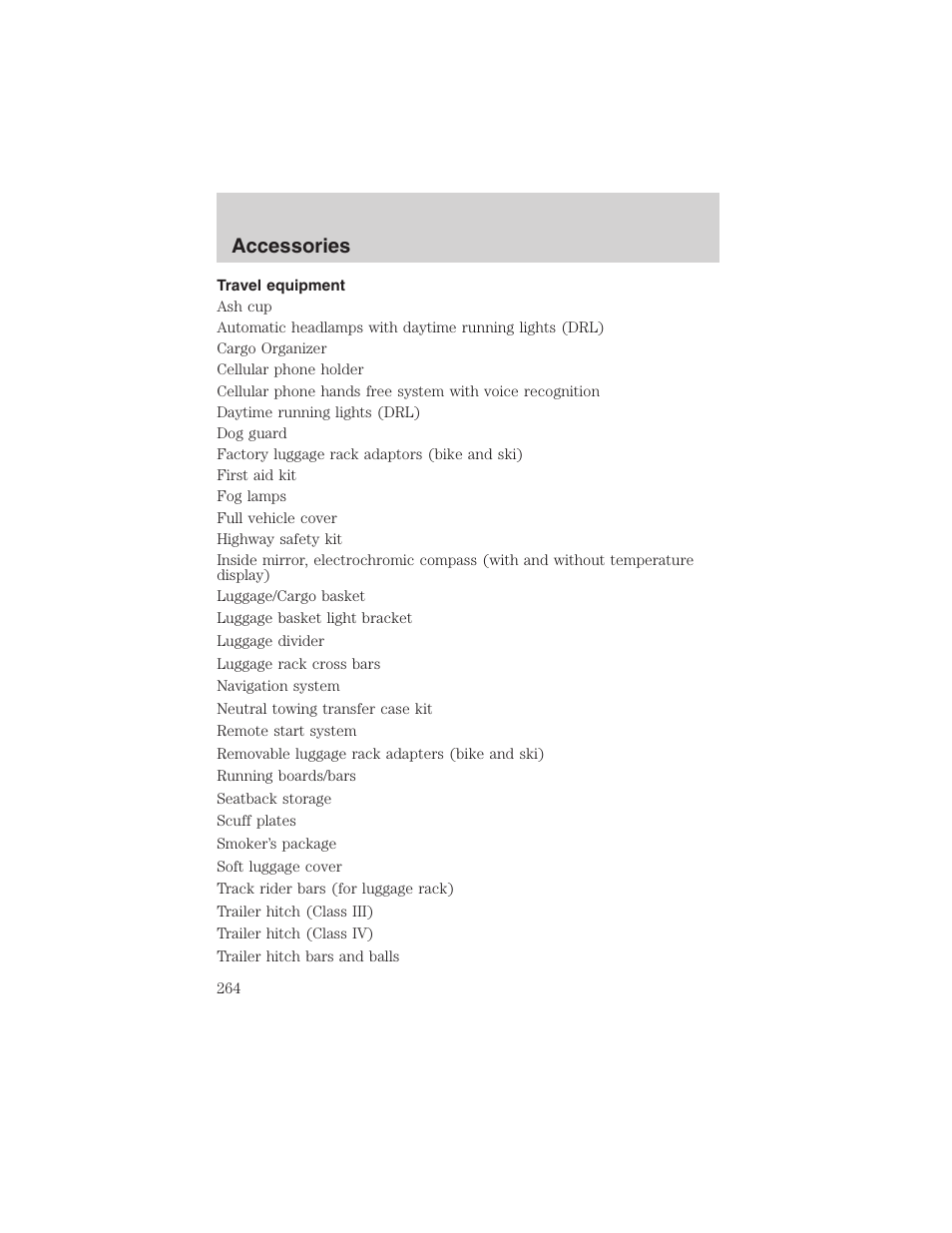 Accessories | FORD 2003 Explorer v.1 User Manual | Page 264 / 272