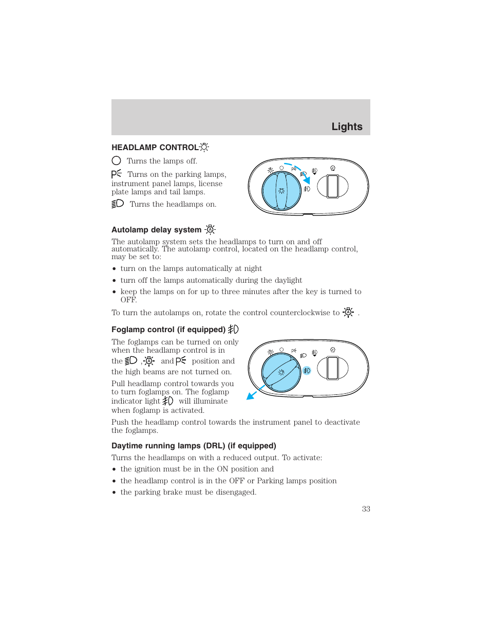 Lights | FORD 2003 Explorer v.1 User Manual | Page 33 / 272