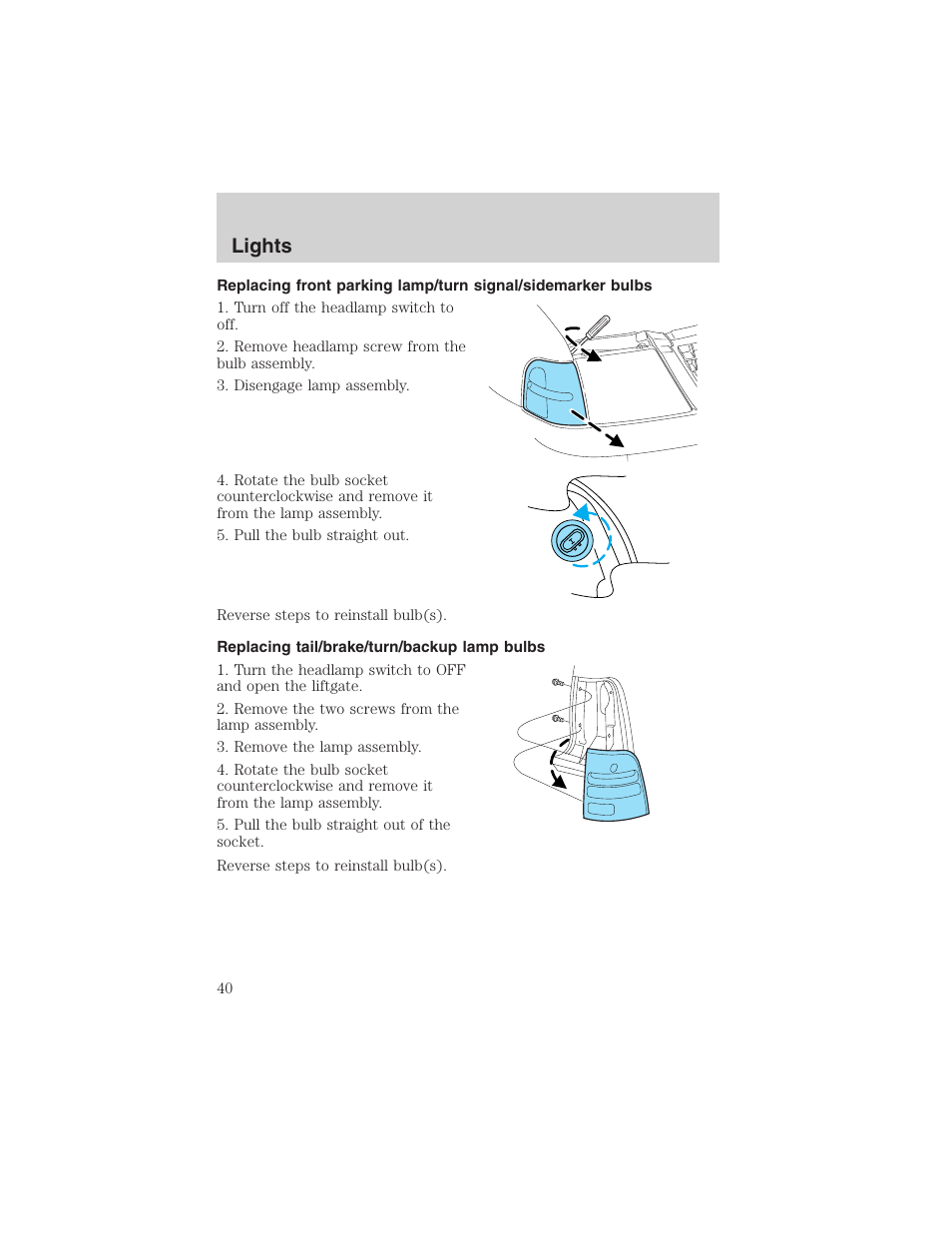 Lights | FORD 2003 Explorer v.1 User Manual | Page 40 / 272