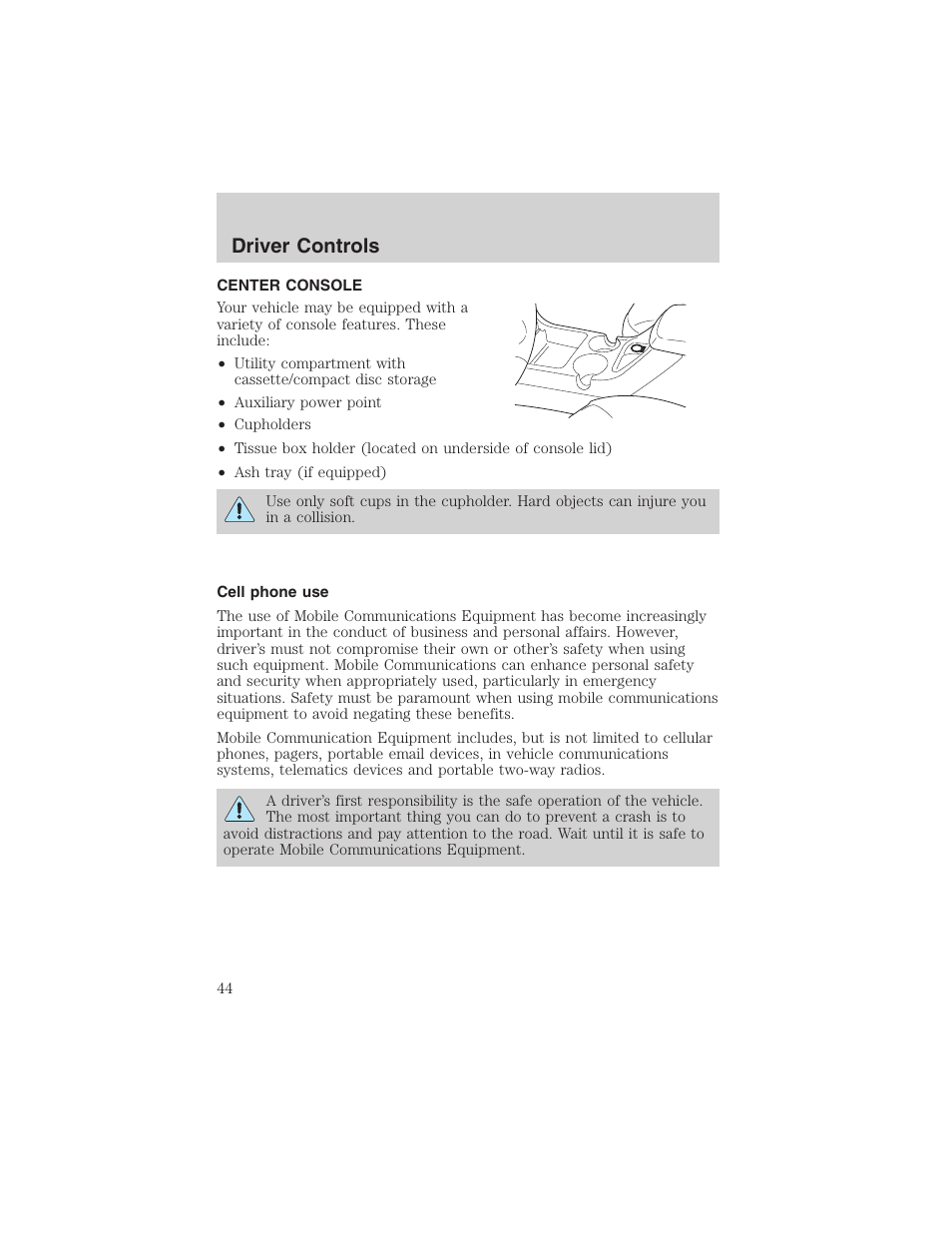 Driver controls | FORD 2003 Explorer v.1 User Manual | Page 44 / 272