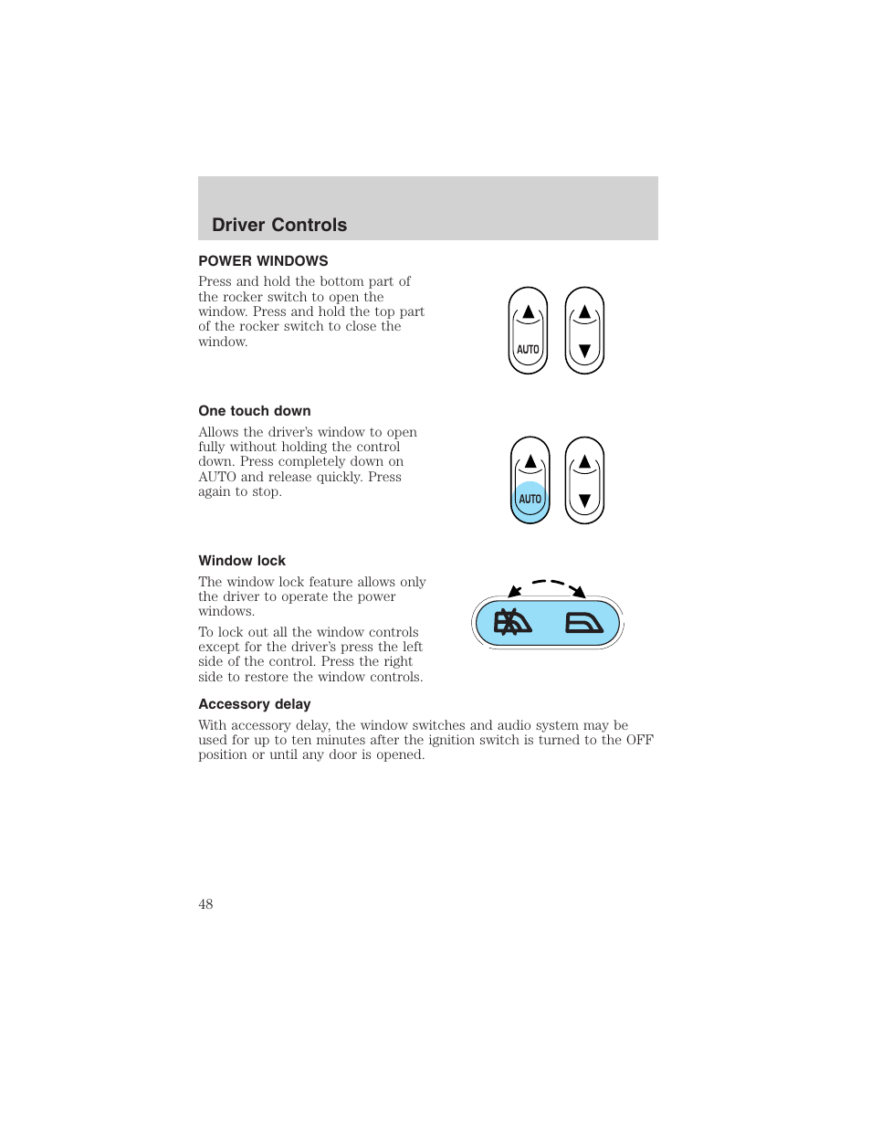 Driver controls | FORD 2003 Explorer v.1 User Manual | Page 48 / 272