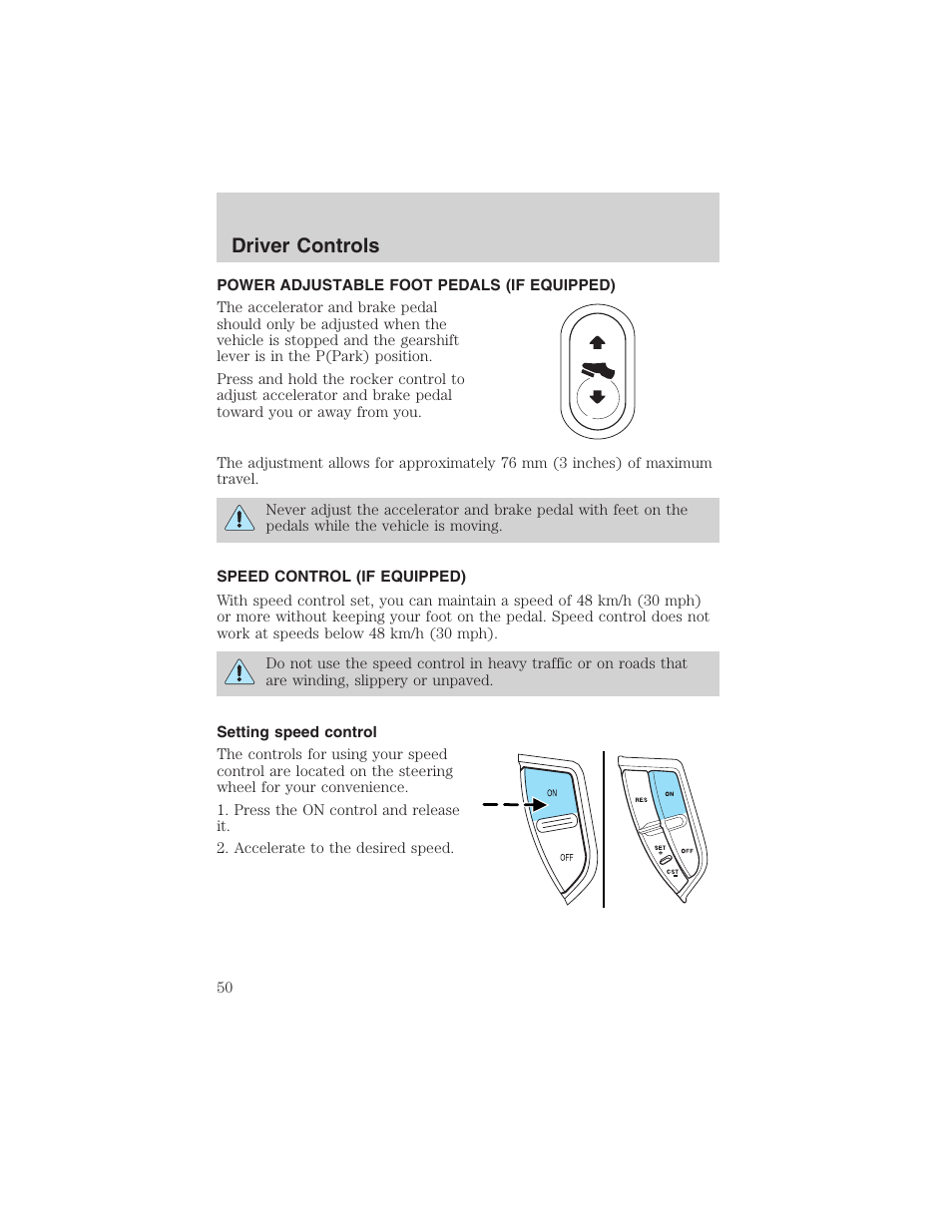 Driver controls | FORD 2003 Explorer v.1 User Manual | Page 50 / 272