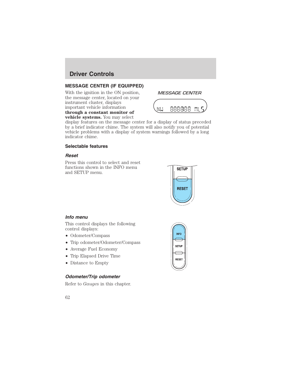 Driver controls | FORD 2003 Explorer v.1 User Manual | Page 62 / 272