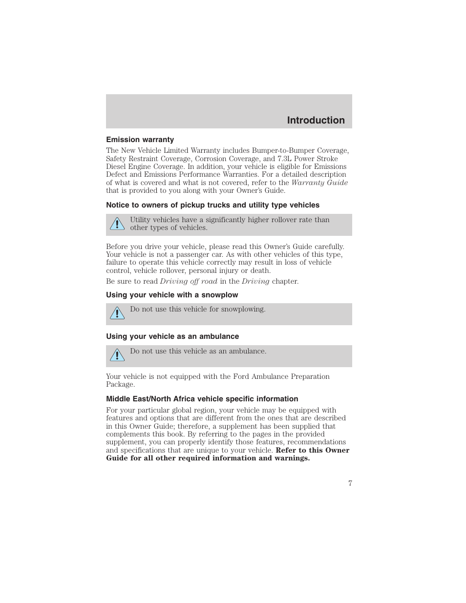 Introduction | FORD 2003 Explorer v.1 User Manual | Page 7 / 272