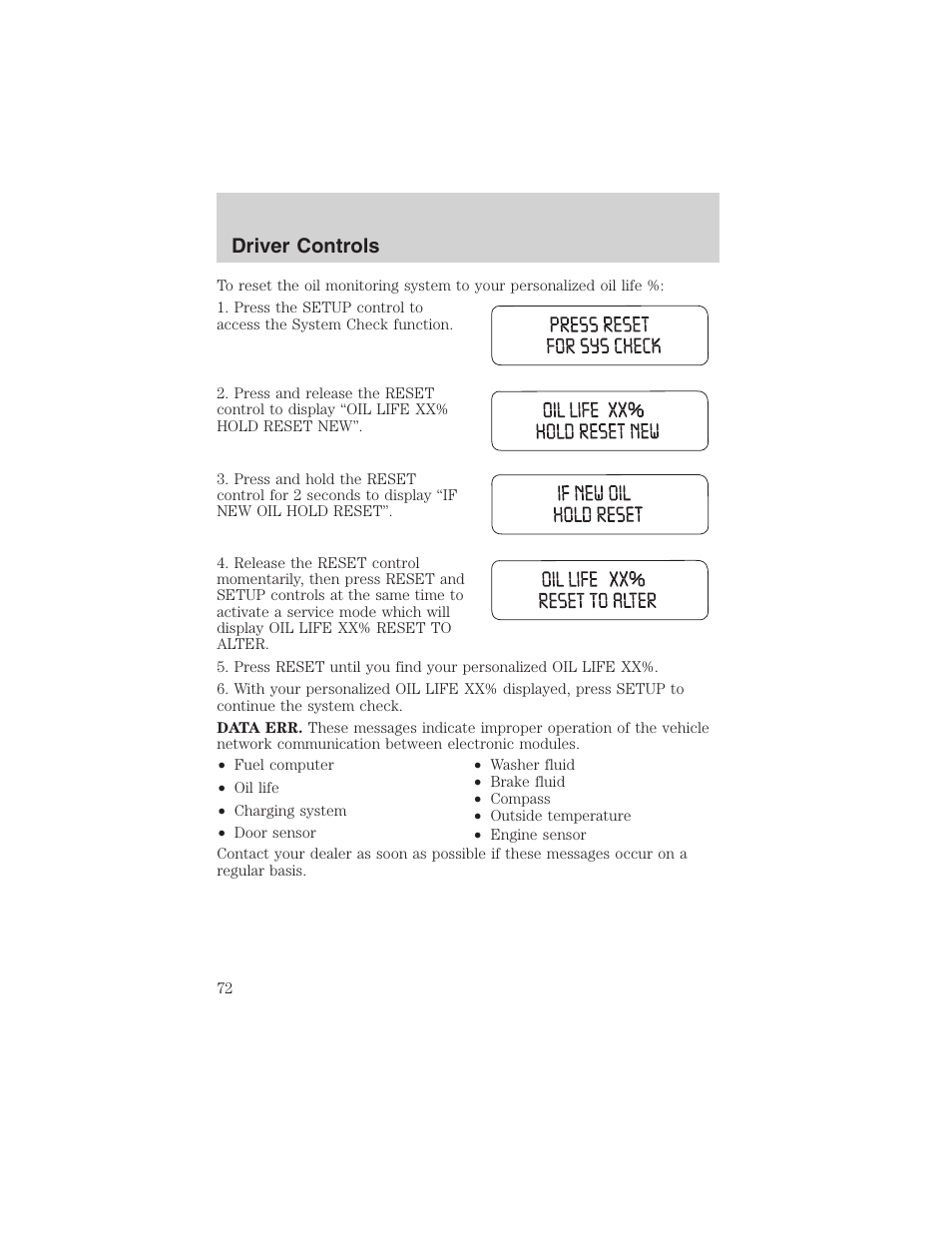 Driver controls | FORD 2003 Explorer v.1 User Manual | Page 72 / 272